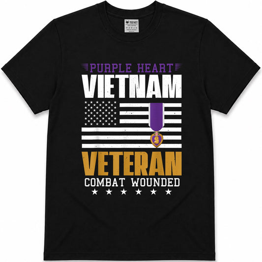 Purple Heart Vietnam Veteran Combat Wounded Patriotic Proud T-Shirt