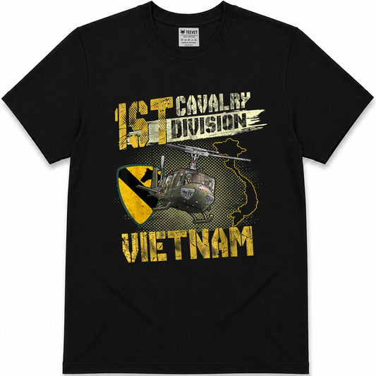 UH-1 Huey Helicopter 1st Cavalry Division Vietnam Veteran T-Shirt