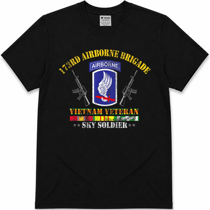 U.S Army 173rd Airborne Brigade Vietnam Veteran Flag Vintage T-Shirt