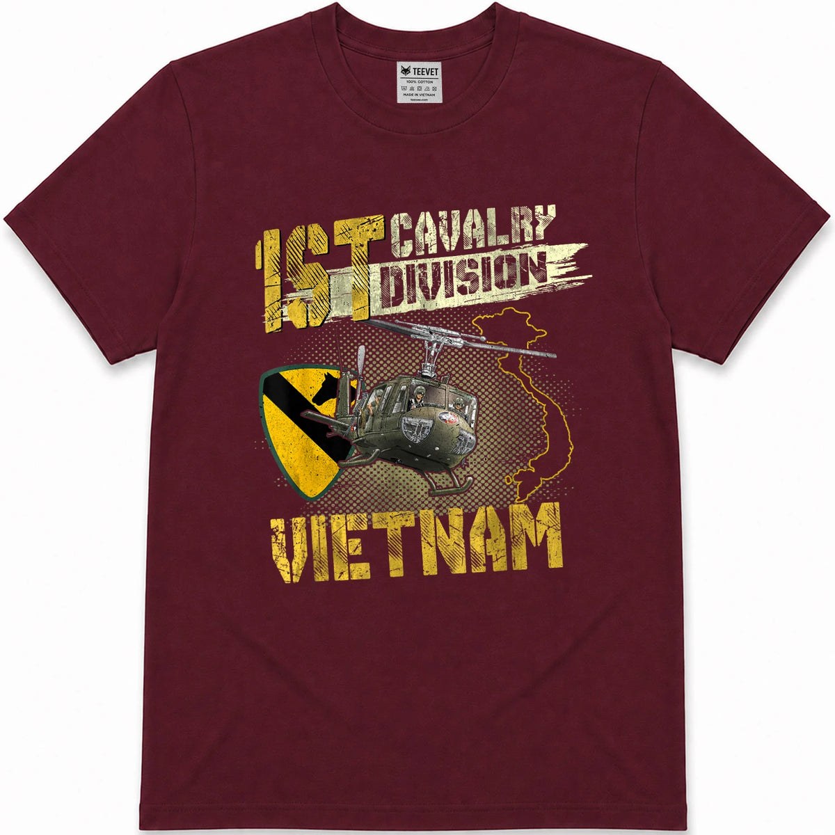 UH-1 Huey Helicopter 1st Cavalry Division Vietnam Veteran T-Shirt