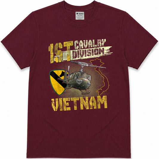 UH-1 Huey Helicopter 1st Cavalry Division Vietnam Veteran T-Shirt