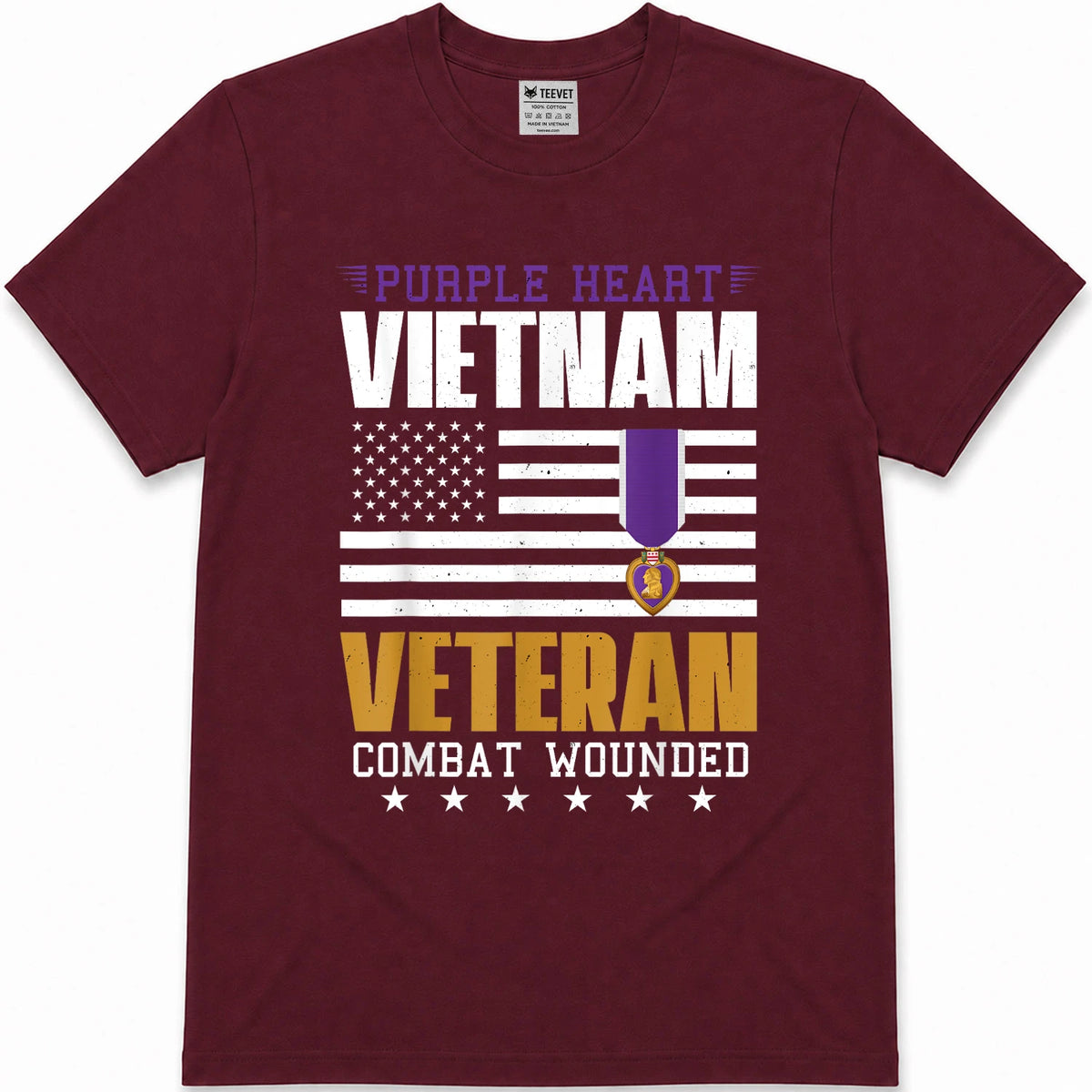 Purple Heart Vietnam Veteran Combat Wounded Patriotic Proud T-Shirt