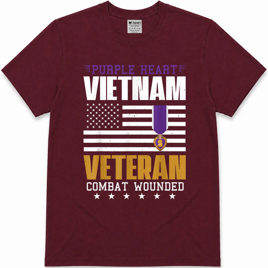 Purple Heart Vietnam Veteran Combat Wounded Patriotic Proud T-Shirt
