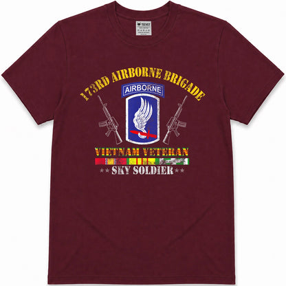 U.S Army 173rd Airborne Brigade Vietnam Veteran Flag Vintage T-Shirt