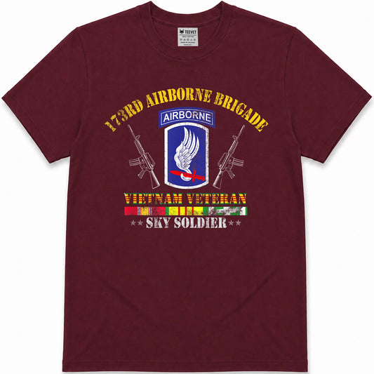 U.S Army 173rd Airborne Brigade Vietnam Veteran Flag Vintage T-Shirt