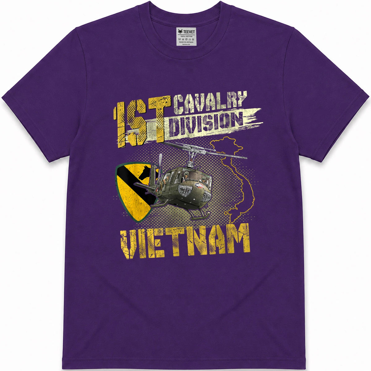 UH-1 Huey Helicopter 1st Cavalry Division Vietnam Veteran T-Shirt