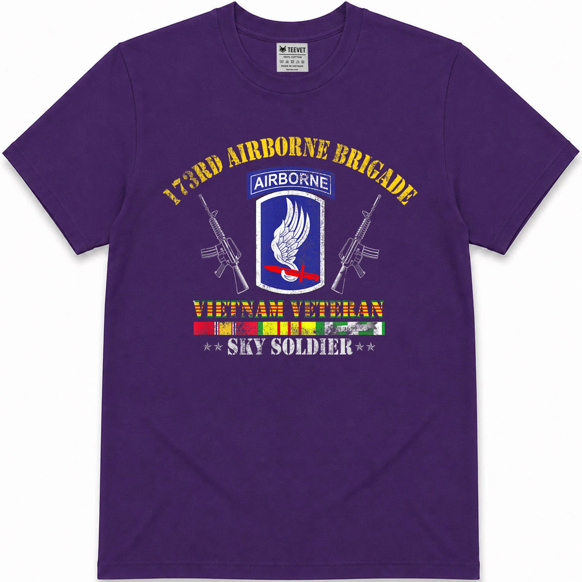 U.S Army 173rd Airborne Brigade Vietnam Veteran Flag Vintage T-Shirt