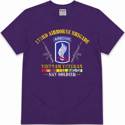 U.S Army 173rd Airborne Brigade Vietnam Veteran Flag Vintage T-Shirt
