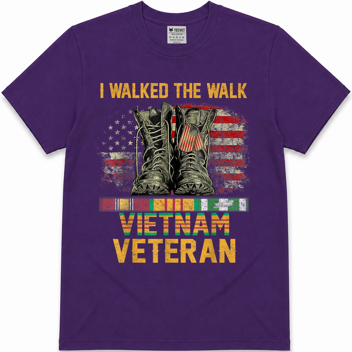 I Walked The Walk Vietnam Veteran Flag American US Vet T-Shirt