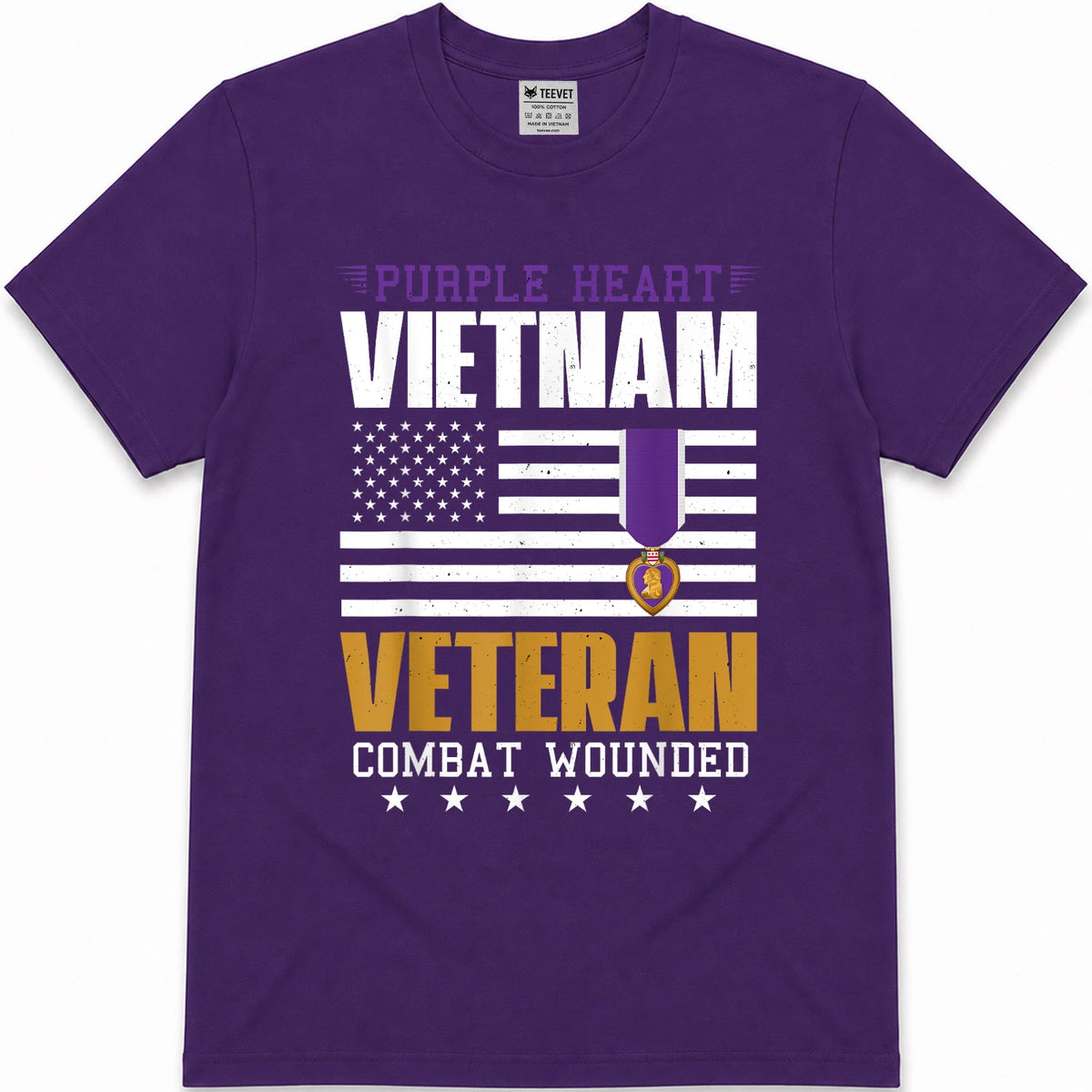 Purple Heart Vietnam Veteran Combat Wounded Patriotic Proud T-Shirt