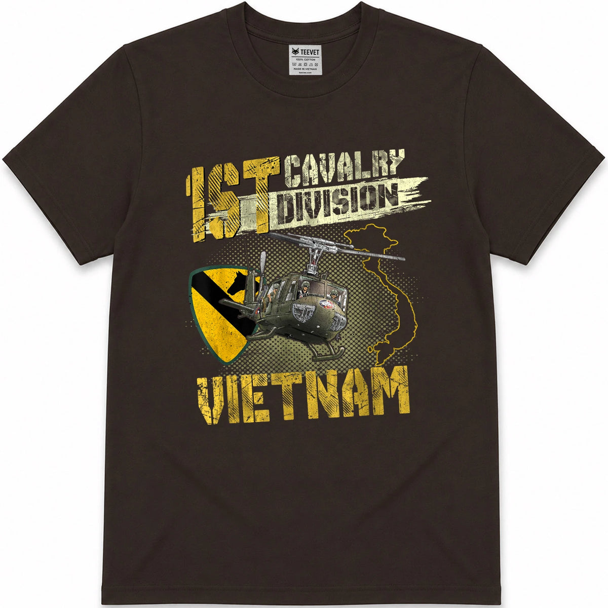 UH-1 Huey Helicopter 1st Cavalry Division Vietnam Veteran T-Shirt