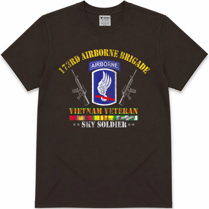 U.S Army 173rd Airborne Brigade Vietnam Veteran Flag Vintage T-Shirt