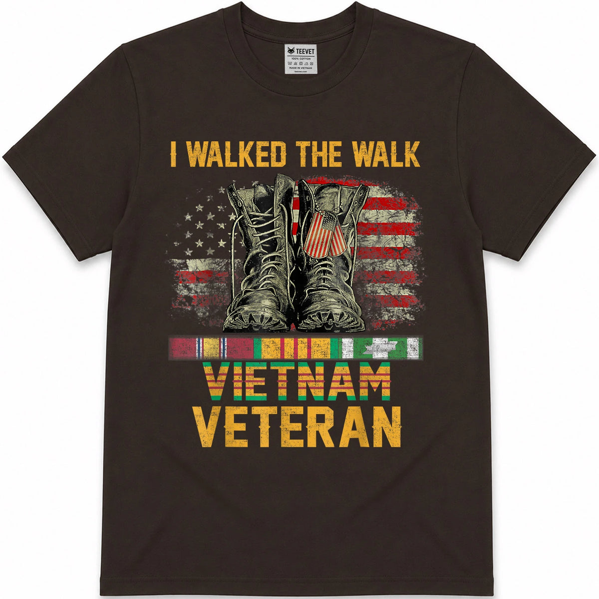 I Walked The Walk Vietnam Veteran Flag American US Vet T-Shirt