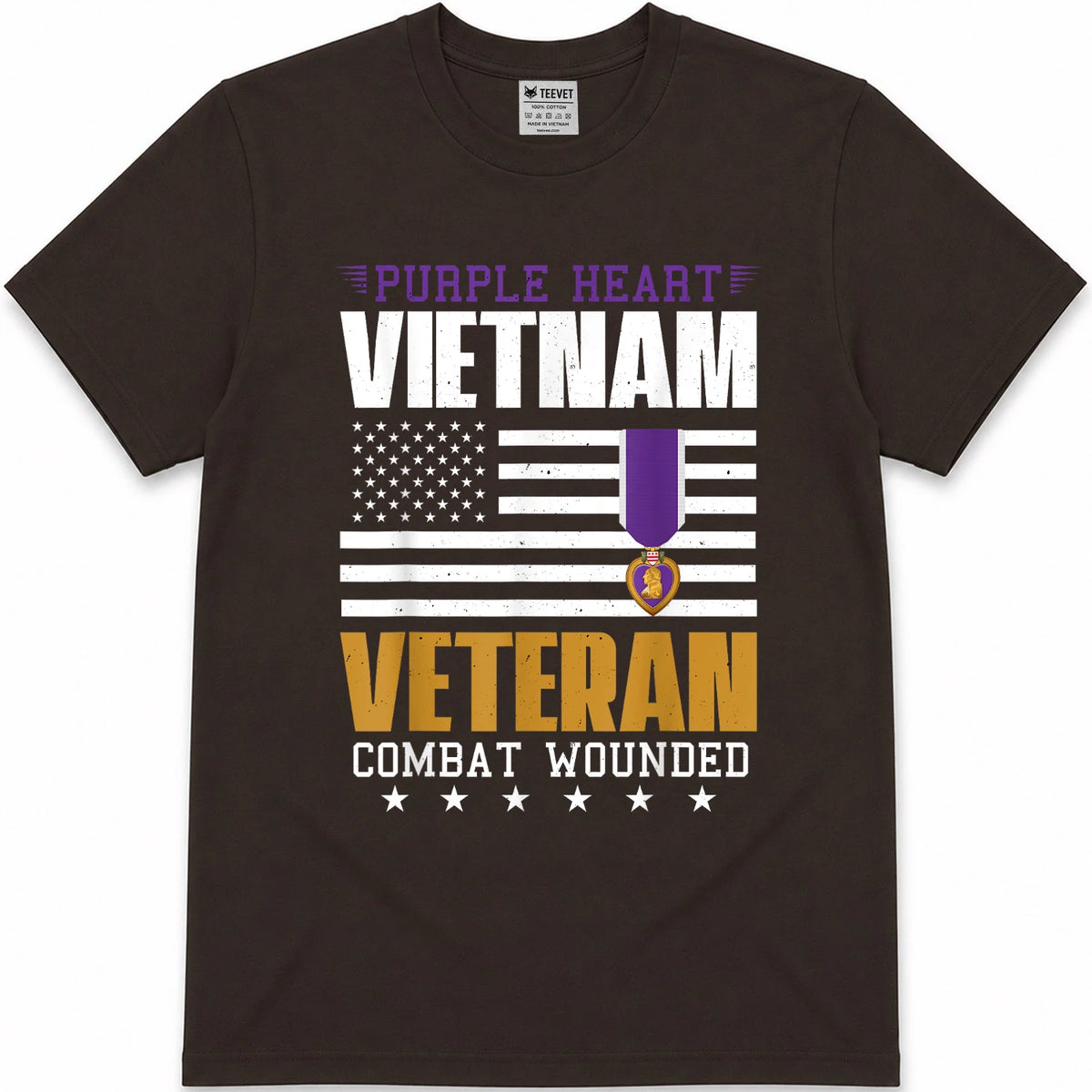 Purple Heart Vietnam Veteran Combat Wounded Patriotic Proud T-Shirt