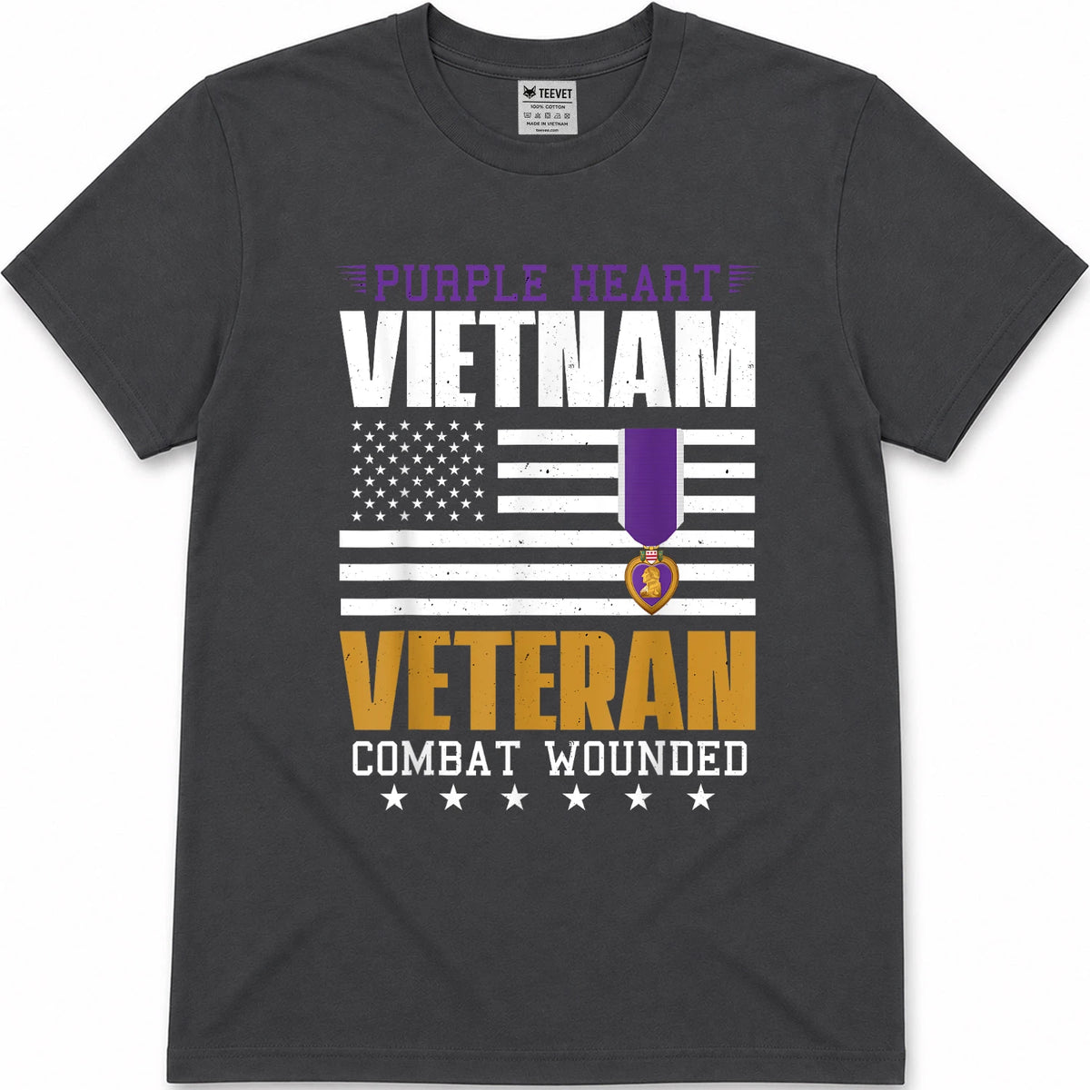 Purple Heart Vietnam Veteran Combat Wounded Patriotic Proud T-Shirt
