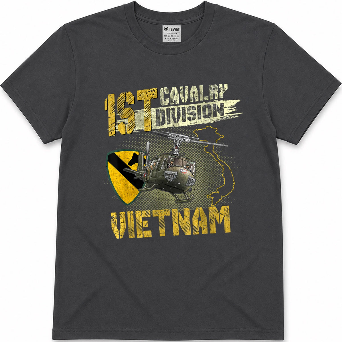 UH-1 Huey Helicopter 1st Cavalry Division Vietnam Veteran T-Shirt