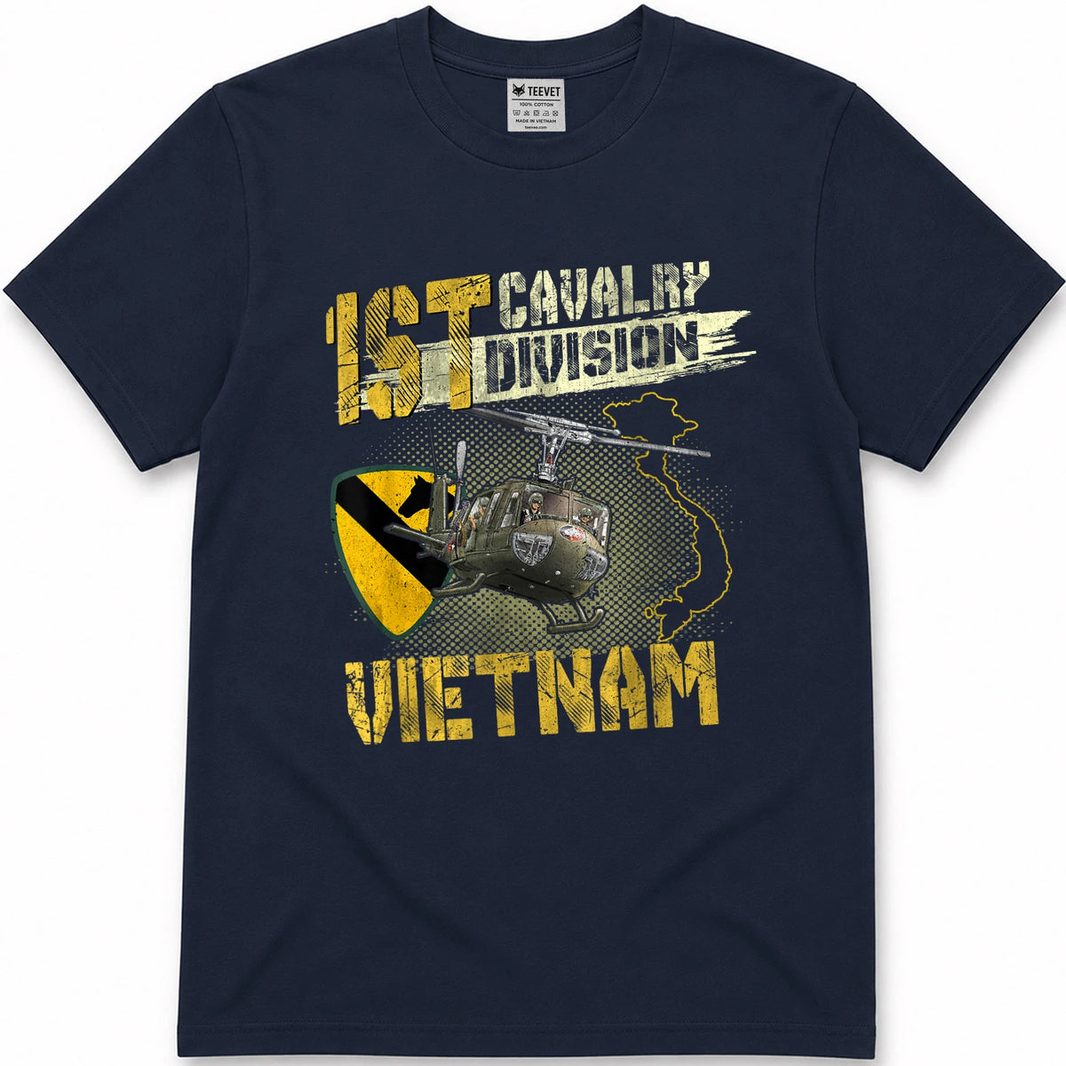 UH-1 Huey Helicopter 1st Cavalry Division Vietnam Veteran T-Shirt