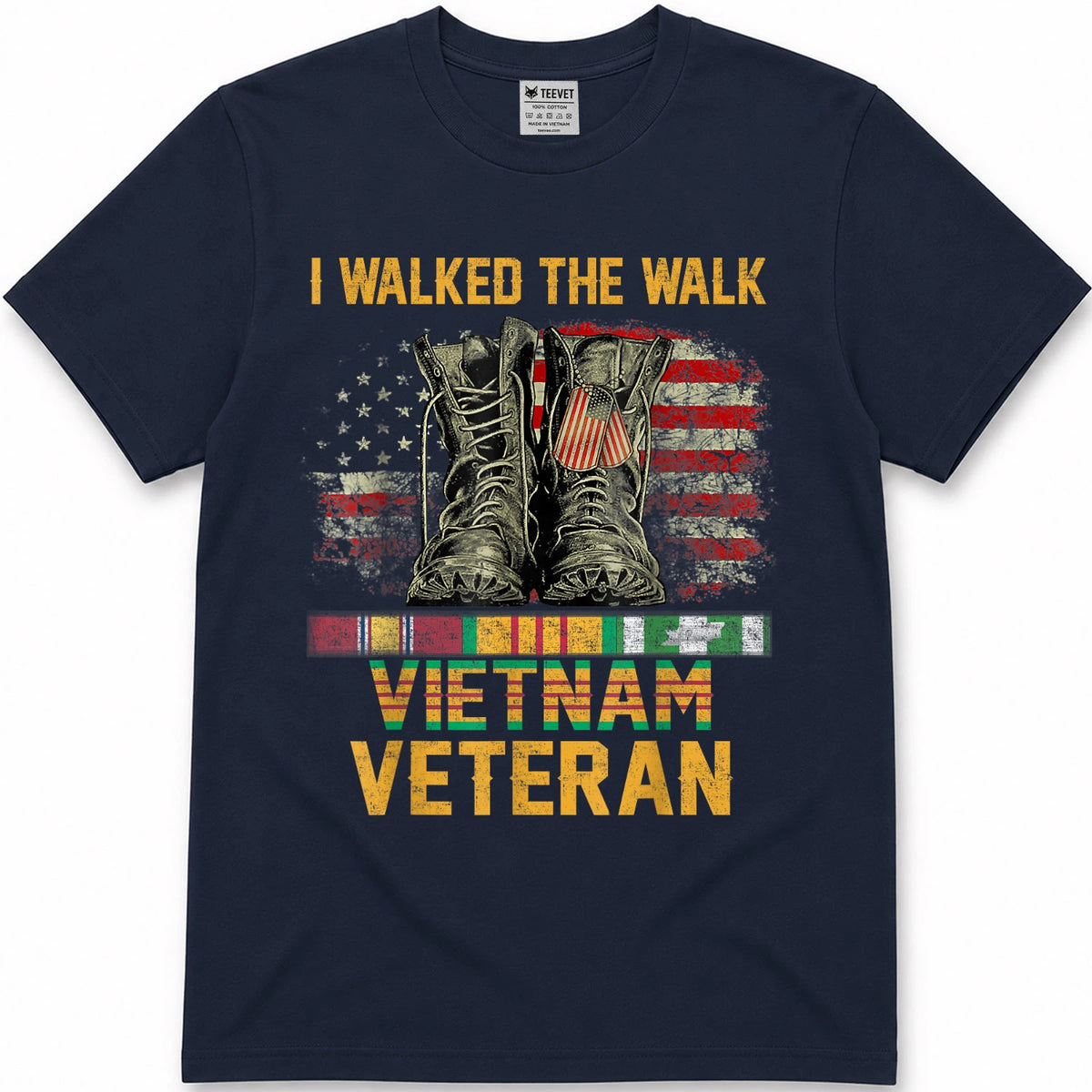 I Walked The Walk Vietnam Veteran Flag American US Vet T-Shirt