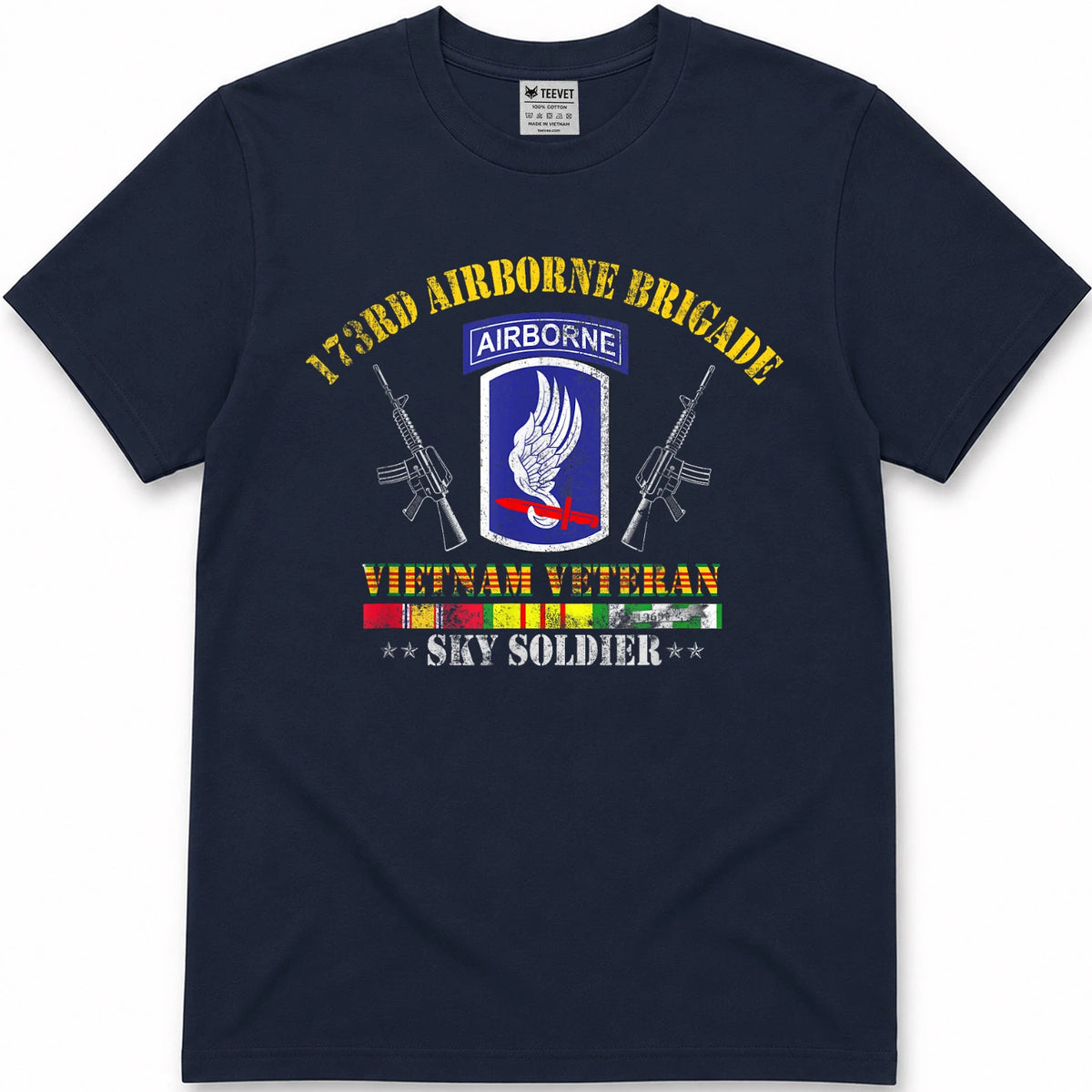 U.S Army 173rd Airborne Brigade Vietnam Veteran Flag Vintage T-Shirt