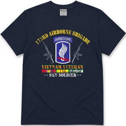 U.S Army 173rd Airborne Brigade Vietnam Veteran Flag Vintage T-Shirt