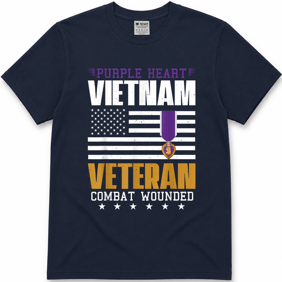 Purple Heart Vietnam Veteran Combat Wounded Patriotic Proud T-Shirt