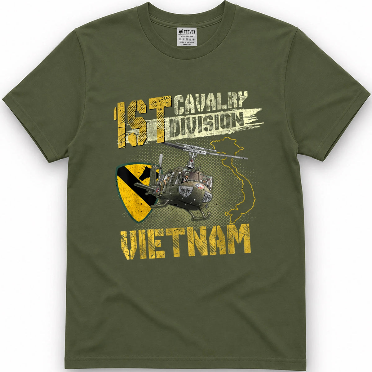 UH-1 Huey Helicopter 1st Cavalry Division Vietnam Veteran T-Shirt