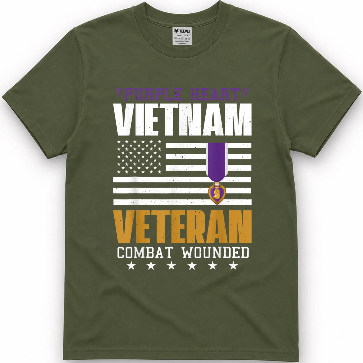 Purple Heart Vietnam Veteran Combat Wounded Patriotic Proud T-Shirt